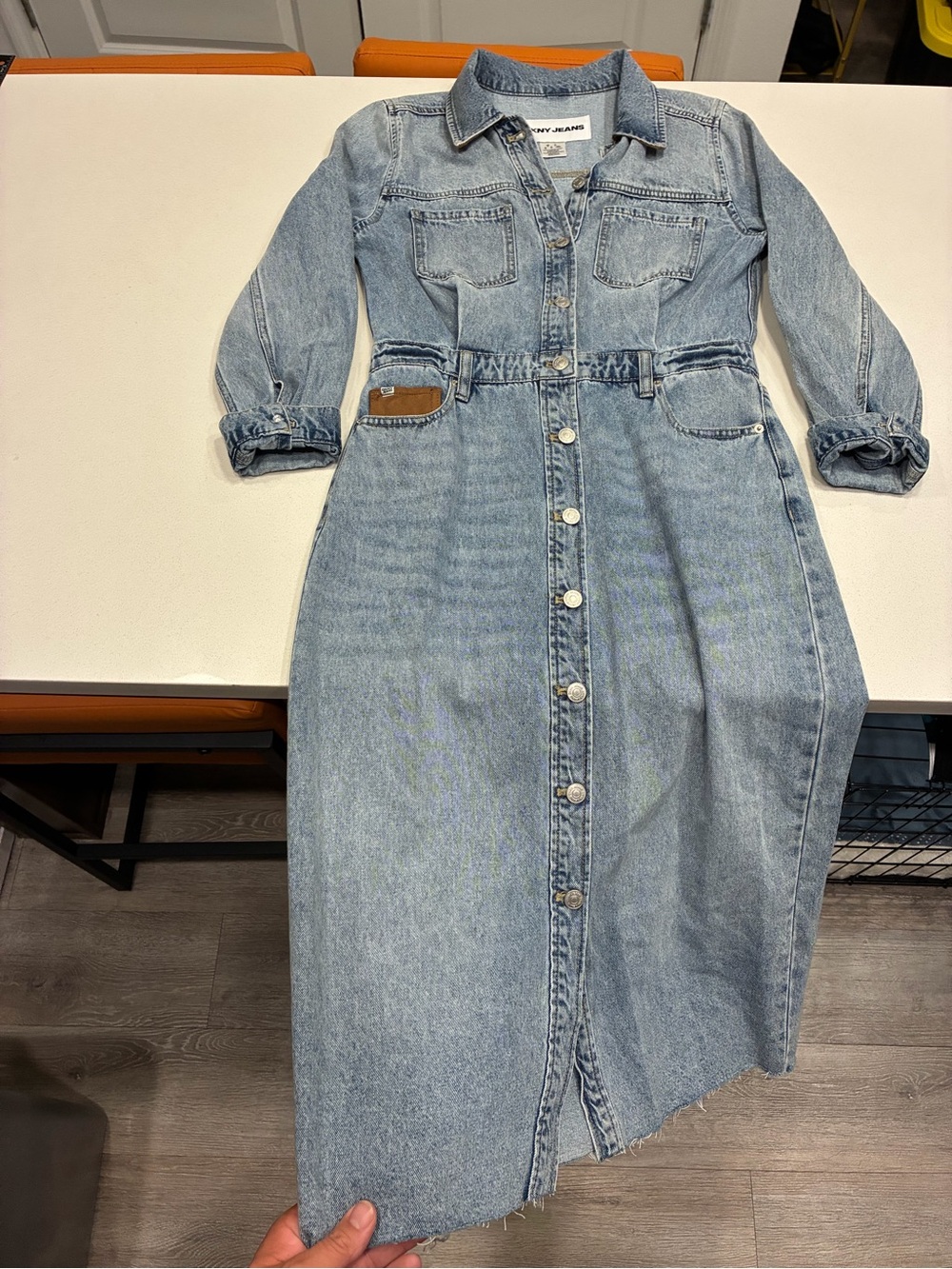 DKNY Jeans Womens Denim Western Midi Dress Size M 100% Cotton
